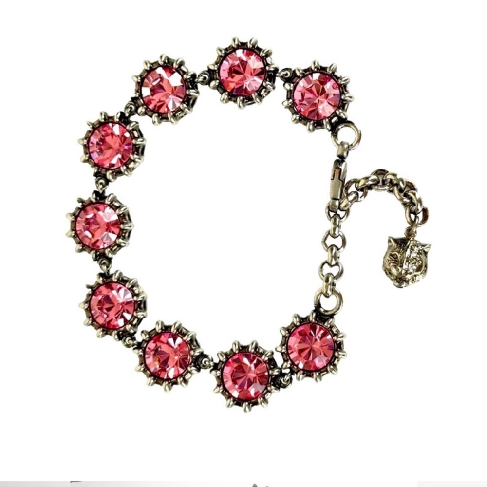 Gucci Pink Crystal Silver Tone Bracelet